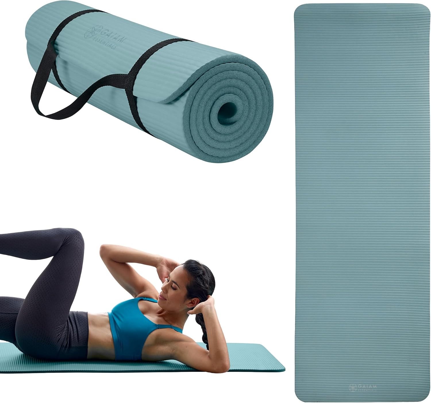 image:imageGaiam Thick Yoga Mat Exercise amp Fitness Mat with EasyCinch Carrying Strap NonSlip NBR Foam Joint Cushioning Yoga Pilates Fitness amp Floor Workouts 72L x 24WBalsam