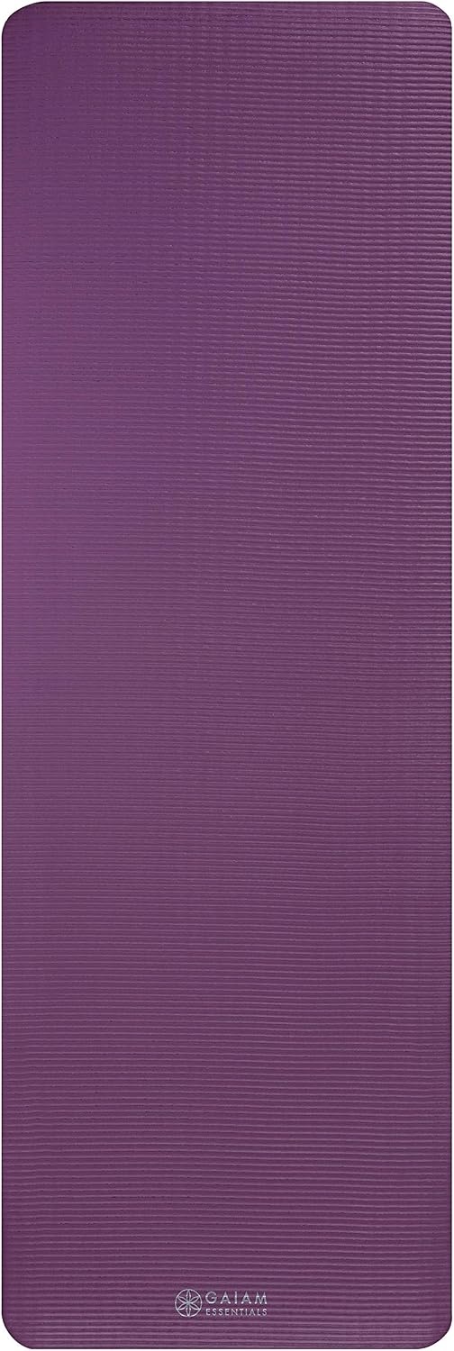 image:imageGaiam Thick Yoga Mat Exercise amp Fitness Mat with EasyCinch Carrying Strap NonSlip NBR Foam Joint Cushioning Yoga Pilates Fitness amp Floor Workouts 72L x 24WPurple