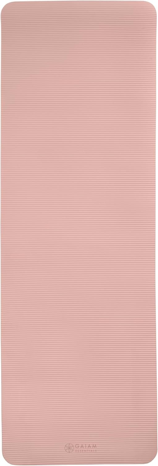 image:imageGaiam Thick Yoga Mat Exercise amp Fitness Mat with EasyCinch Carrying Strap NonSlip NBR Foam Joint Cushioning Yoga Pilates Fitness amp Floor Workouts 72L x 24WFrench Rose