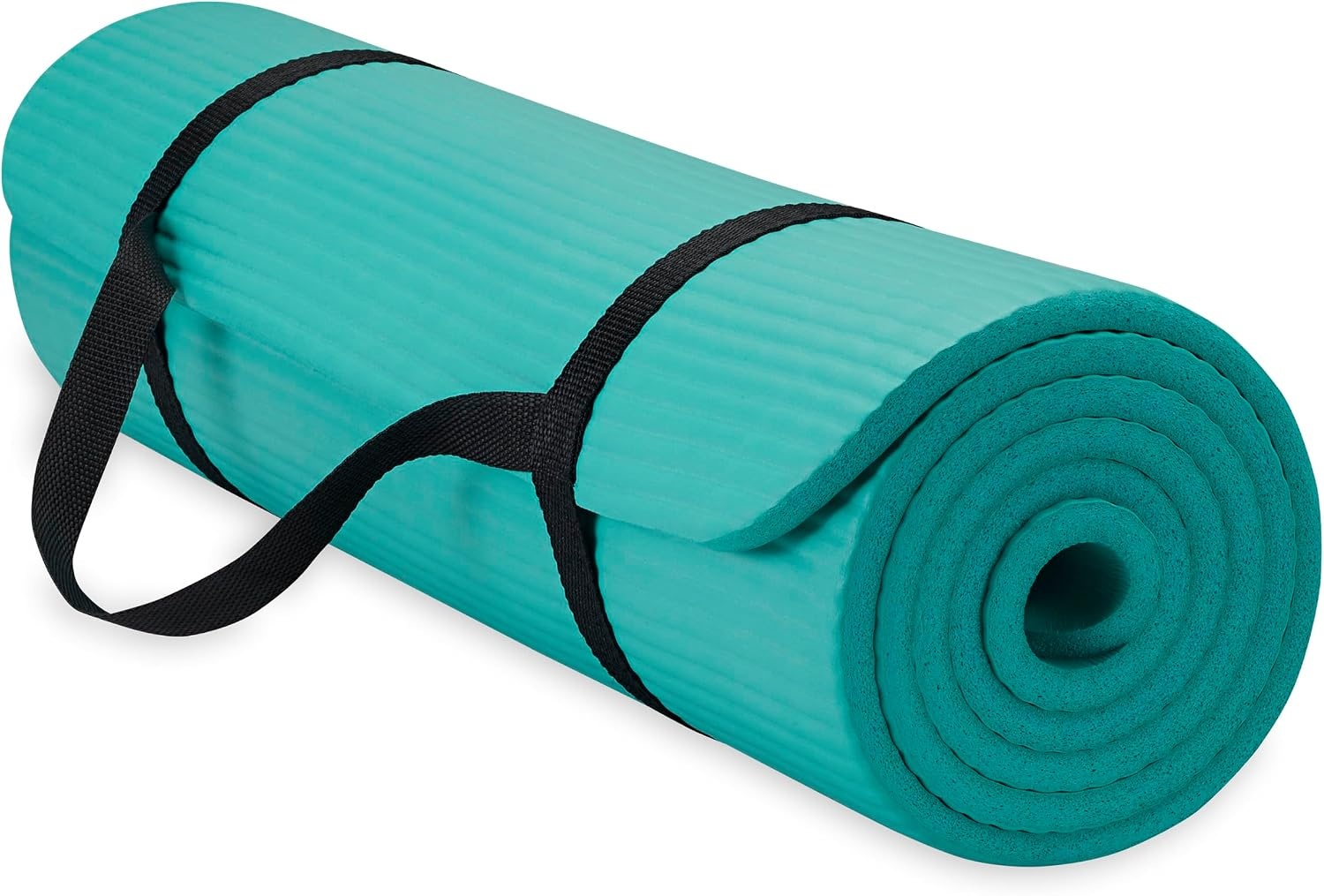 image:imageGaiam Thick Yoga Mat Exercise amp Fitness Mat with EasyCinch Carrying Strap NonSlip NBR Foam Joint Cushioning Yoga Pilates Fitness amp Floor Workouts 72L x 24WTeal