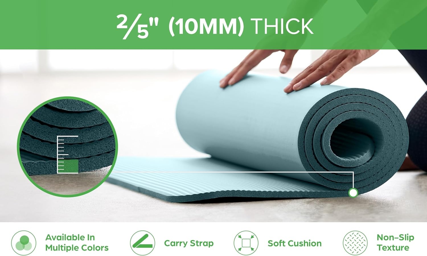 image:imageGaiam Thick Yoga Mat Exercise amp Fitness Mat with EasyCinch Carrying Strap NonSlip NBR Foam Joint Cushioning Yoga Pilates Fitness amp Floor Workouts 72L x 24WPink