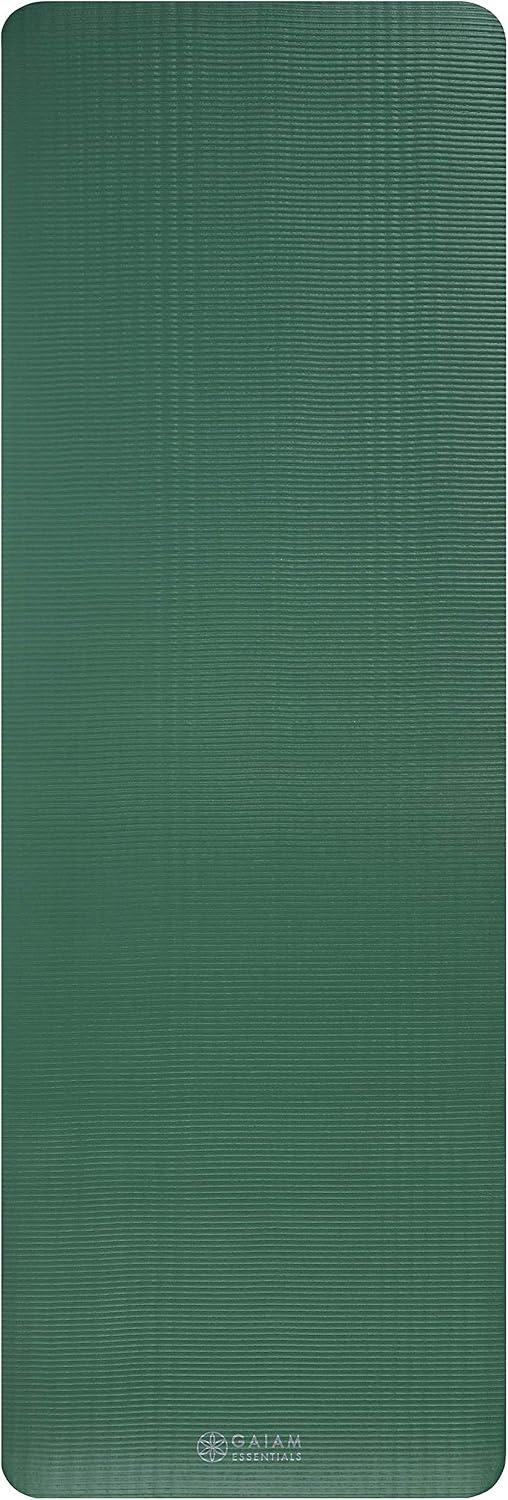 image:imageGaiam Thick Yoga Mat Exercise amp Fitness Mat with EasyCinch Carrying Strap NonSlip NBR Foam Joint Cushioning Yoga Pilates Fitness amp Floor Workouts 72L x 24WGreen