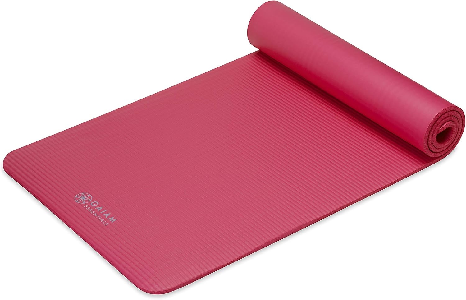 image:imageGaiam Thick Yoga Mat Exercise amp Fitness Mat with EasyCinch Carrying Strap NonSlip NBR Foam Joint Cushioning Yoga Pilates Fitness amp Floor Workouts 72L x 24WPink