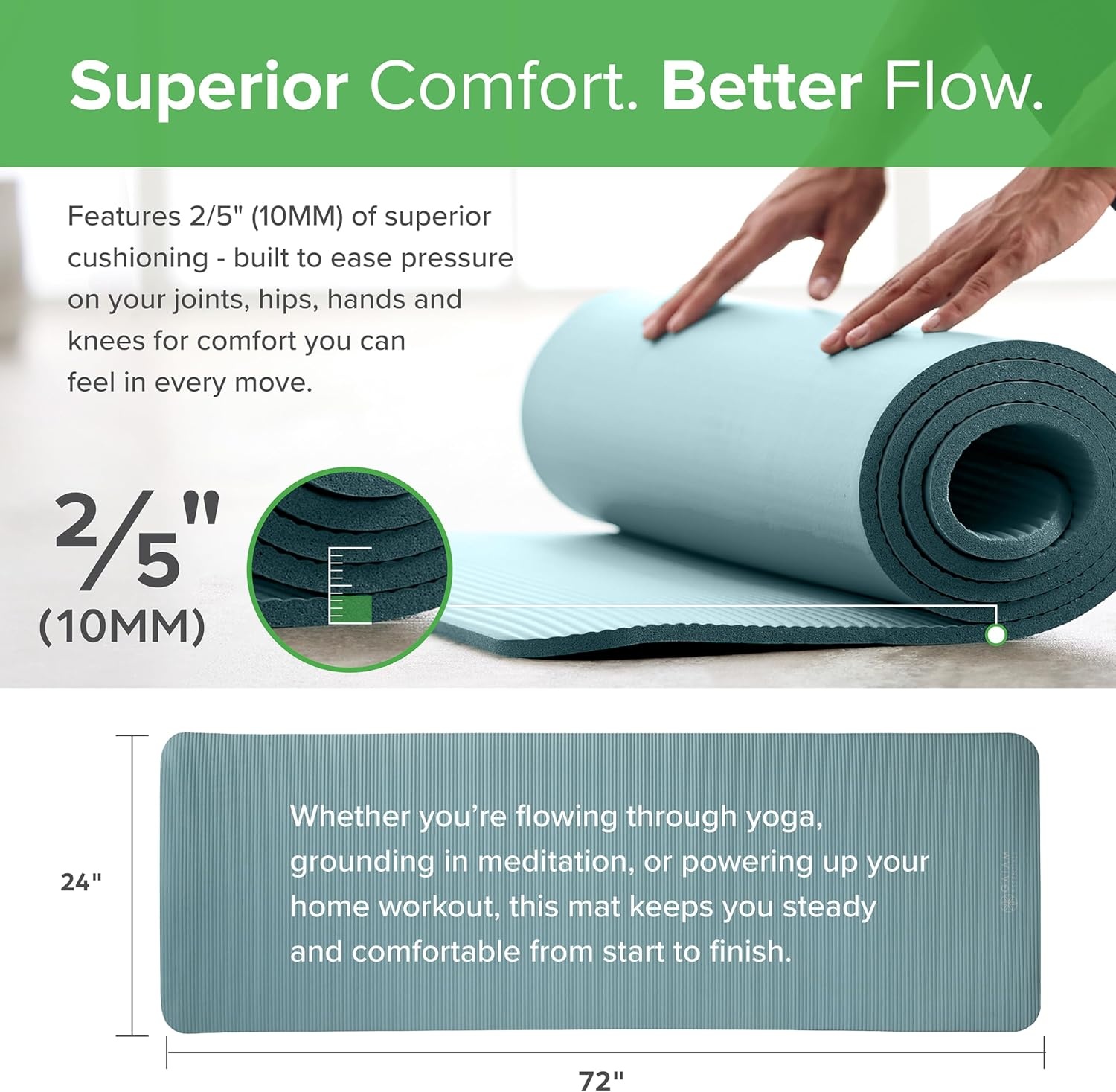 image:imageGaiam Thick Yoga Mat Exercise amp Fitness Mat with EasyCinch Carrying Strap NonSlip NBR Foam Joint Cushioning Yoga Pilates Fitness amp Floor Workouts 72L x 24WPink