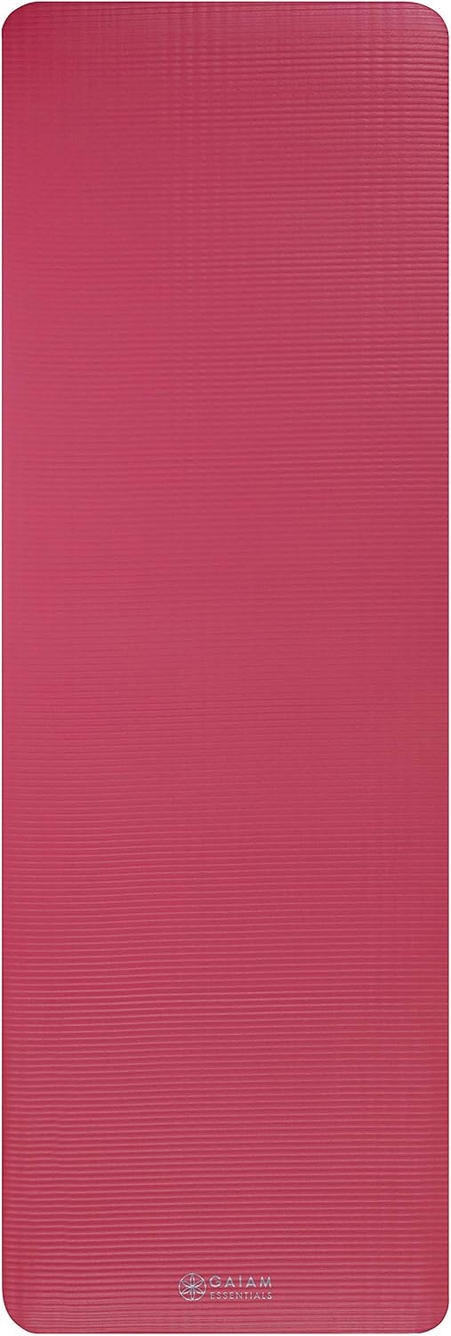 image:imageGaiam Thick Yoga Mat Exercise amp Fitness Mat with EasyCinch Carrying Strap NonSlip NBR Foam Joint Cushioning Yoga Pilates Fitness amp Floor Workouts 72L x 24WPink