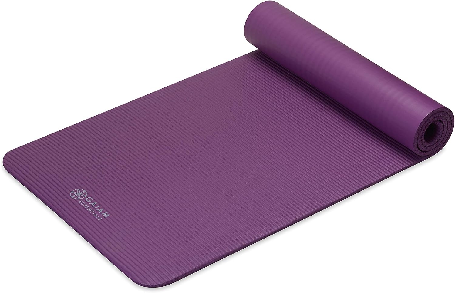image:imageGaiam Thick Yoga Mat Exercise amp Fitness Mat with EasyCinch Carrying Strap NonSlip NBR Foam Joint Cushioning Yoga Pilates Fitness amp Floor Workouts 72L x 24WPurple