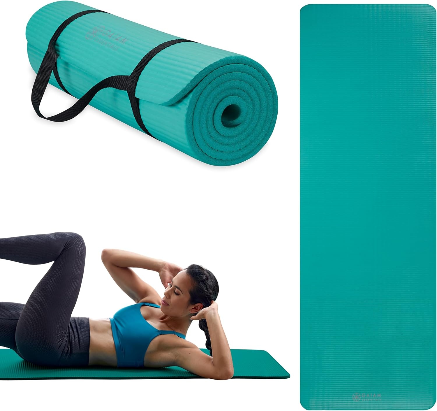 image:imageGaiam Thick Yoga Mat Exercise amp Fitness Mat with EasyCinch Carrying Strap NonSlip NBR Foam Joint Cushioning Yoga Pilates Fitness amp Floor Workouts 72L x 24WTeal