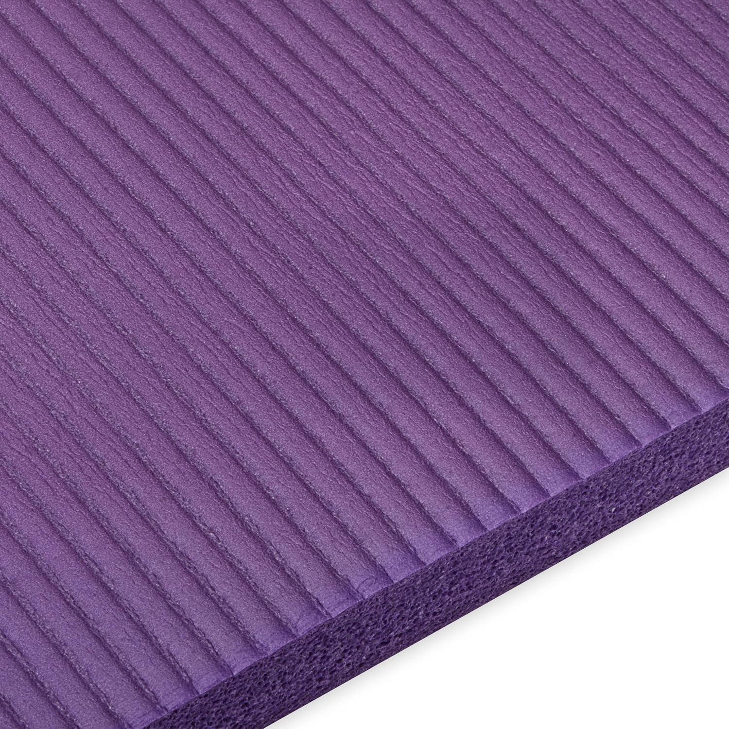 image:imageGaiam Thick Yoga Mat Exercise amp Fitness Mat with EasyCinch Carrying Strap NonSlip NBR Foam Joint Cushioning Yoga Pilates Fitness amp Floor Workouts 72L x 24WPurple