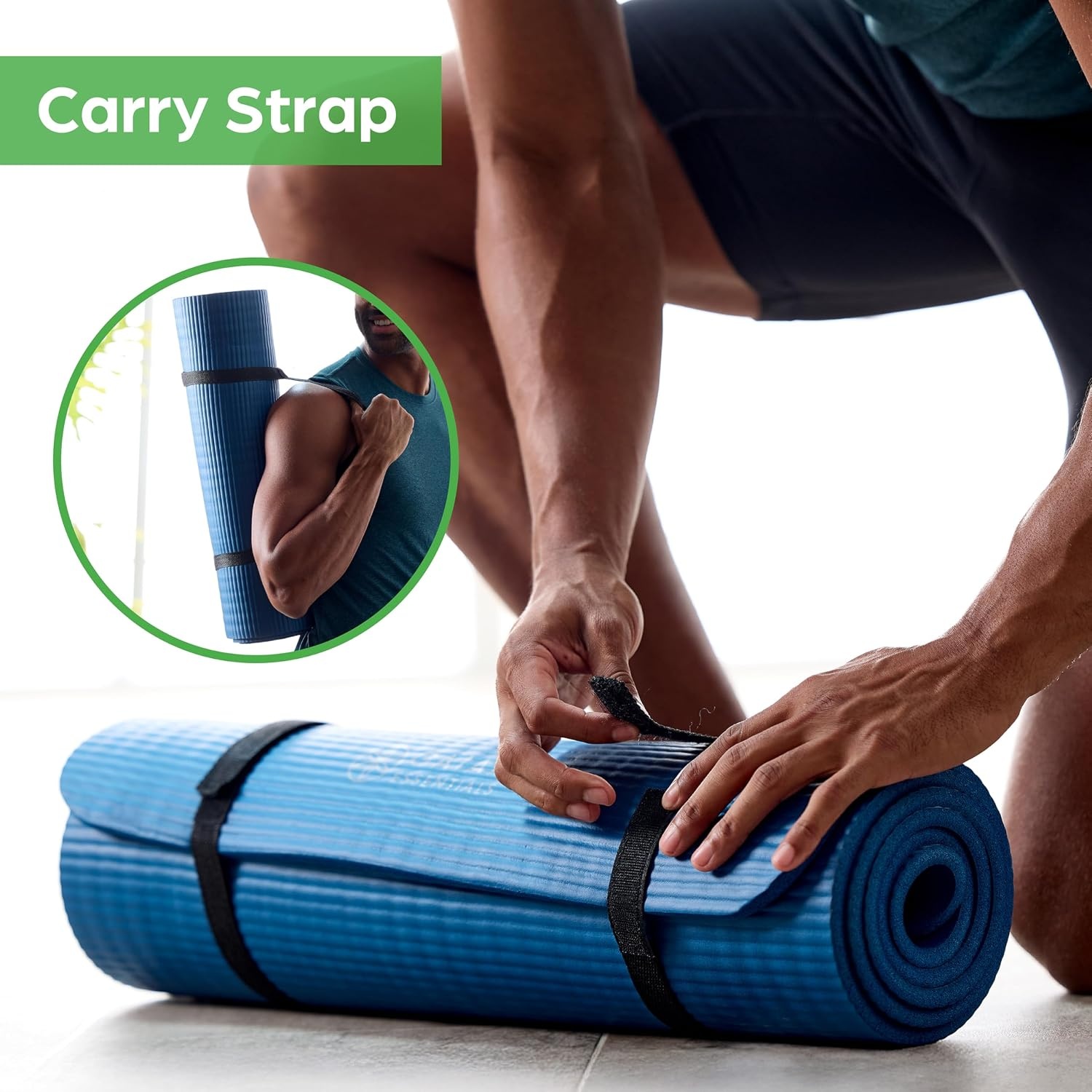 image:imageGaiam Thick Yoga Mat Exercise amp Fitness Mat with EasyCinch Carrying Strap NonSlip NBR Foam Joint Cushioning Yoga Pilates Fitness amp Floor Workouts 72L x 24WPink