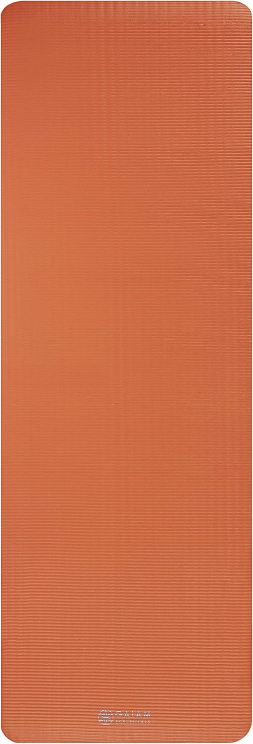 image:imageGaiam Thick Yoga Mat Exercise amp Fitness Mat with EasyCinch Carrying Strap NonSlip NBR Foam Joint Cushioning Yoga Pilates Fitness amp Floor Workouts 72L x 24WOrange