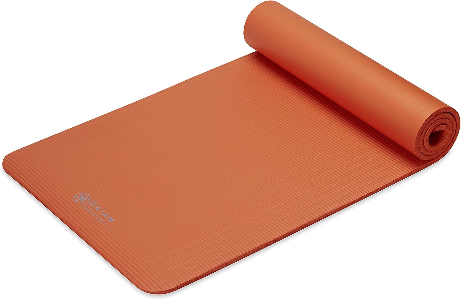 image:imageGaiam Thick Yoga Mat Exercise amp Fitness Mat with EasyCinch Carrying Strap NonSlip NBR Foam Joint Cushioning Yoga Pilates Fitness amp Floor Workouts 72L x 24WOrange