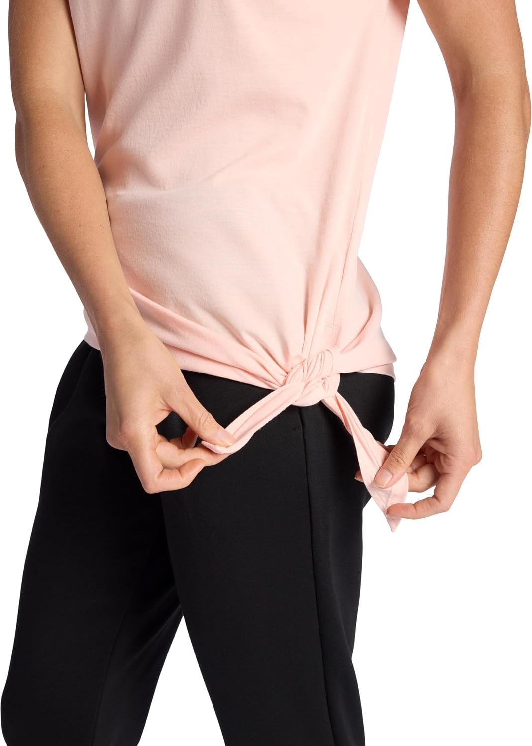 image:imageGaiam Womens Burnout Tie Crewneck TShirt with Adjustable Hem Relaxed Fit Lightweight Breathable MaterialPeach Melba