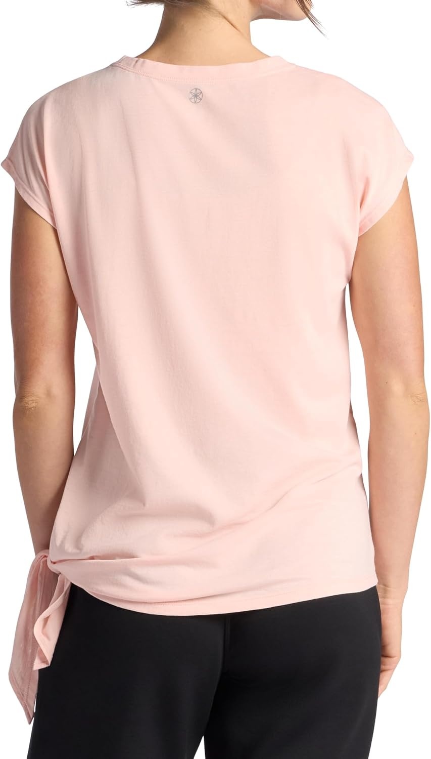image:imageGaiam Womens Burnout Tie Crewneck TShirt with Adjustable Hem Relaxed Fit Lightweight Breathable MaterialPeach Melba
