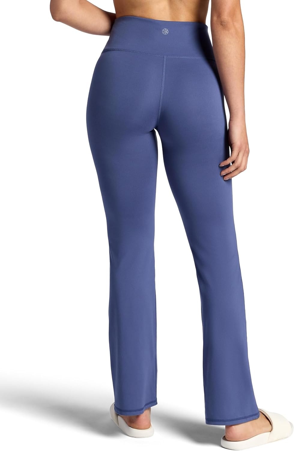 image:imageGaiam Womens Crossover Waistband Flared Bottom Yoga Pant Slim Fit 31 Inseam MoistureWickingBlue Indigo