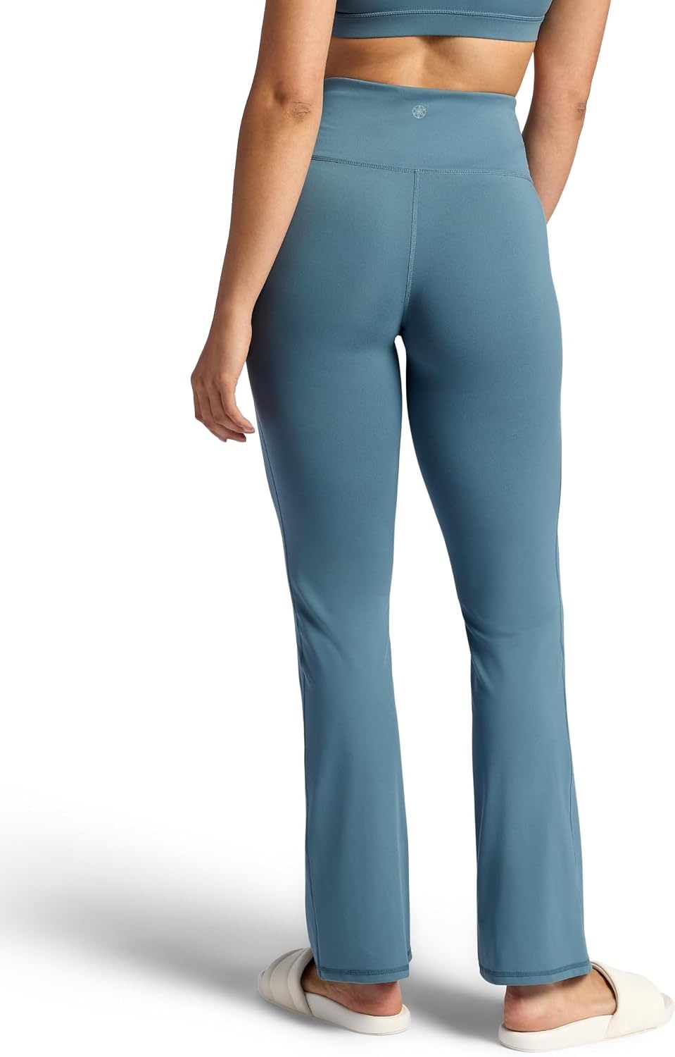 image:imageGaiam Womens Crossover Waistband Flared Bottom Yoga Pant Slim Fit 31 Inseam MoistureWickingGoblin Blue