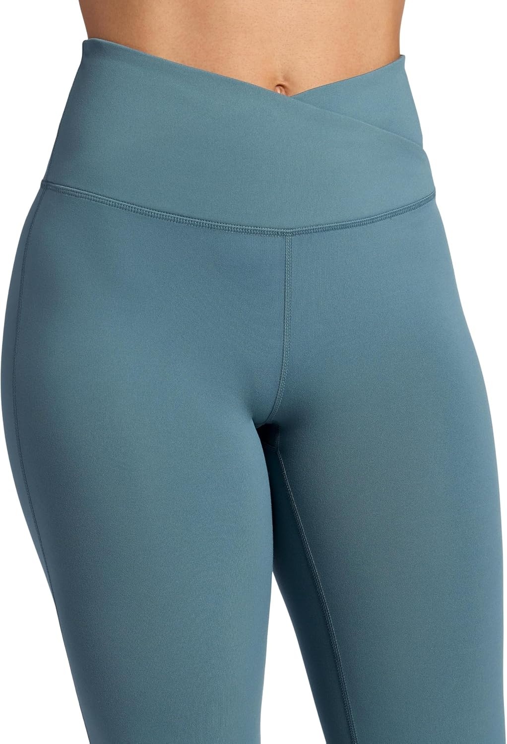 image:imageGaiam Womens Crossover Waistband Flared Bottom Yoga Pant Slim Fit 31 Inseam MoistureWickingGoblin Blue
