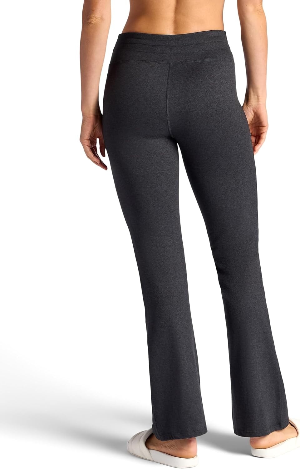 image:imageGaiam Womens Marled HighRise Flare Pant Slim Fit 315 Inseam Stretch Midweight Heathered MaterialBlack Heather Tap Shoe