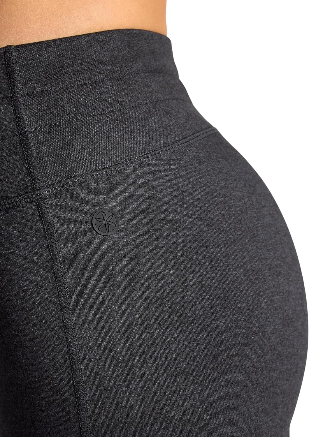 image:imageGaiam Womens Marled HighRise Flare Pant Slim Fit 315 Inseam Stretch Midweight Heathered MaterialBlack Heather Tap Shoe