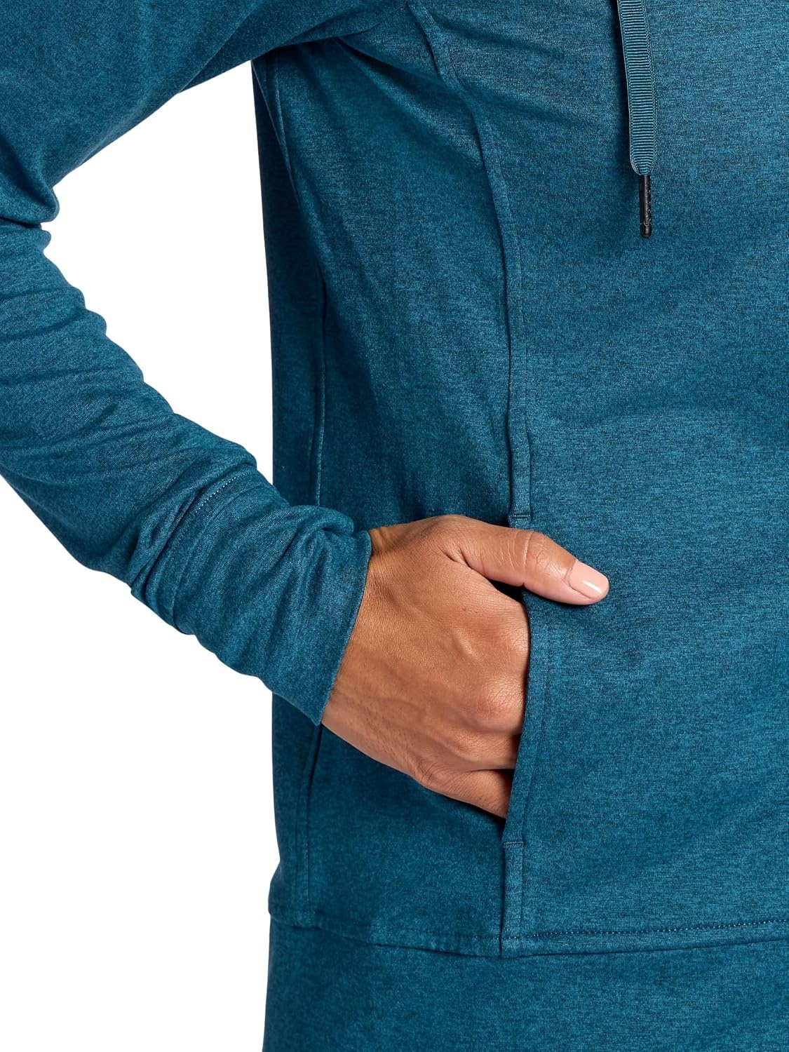 image:imageGaiam Womens Marled Hooded Jacket Slim Fit Stretch Midweight Heathered MaterialReflecting Pond Heather