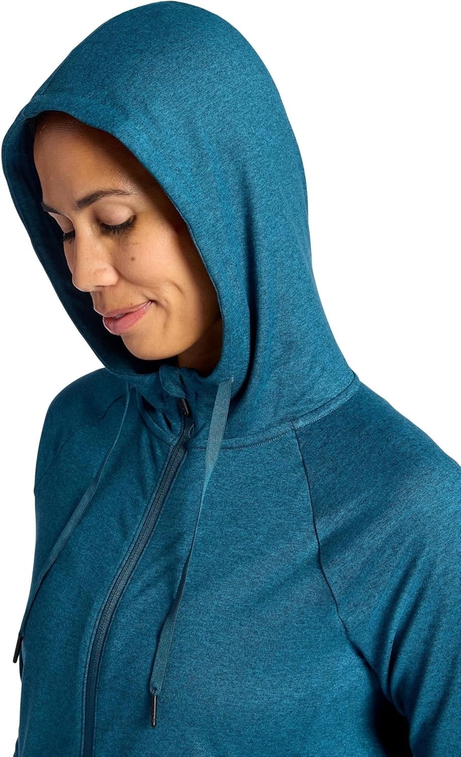 image:imageGaiam Womens Marled Hooded Jacket Slim Fit Stretch Midweight Heathered MaterialReflecting Pond Heather