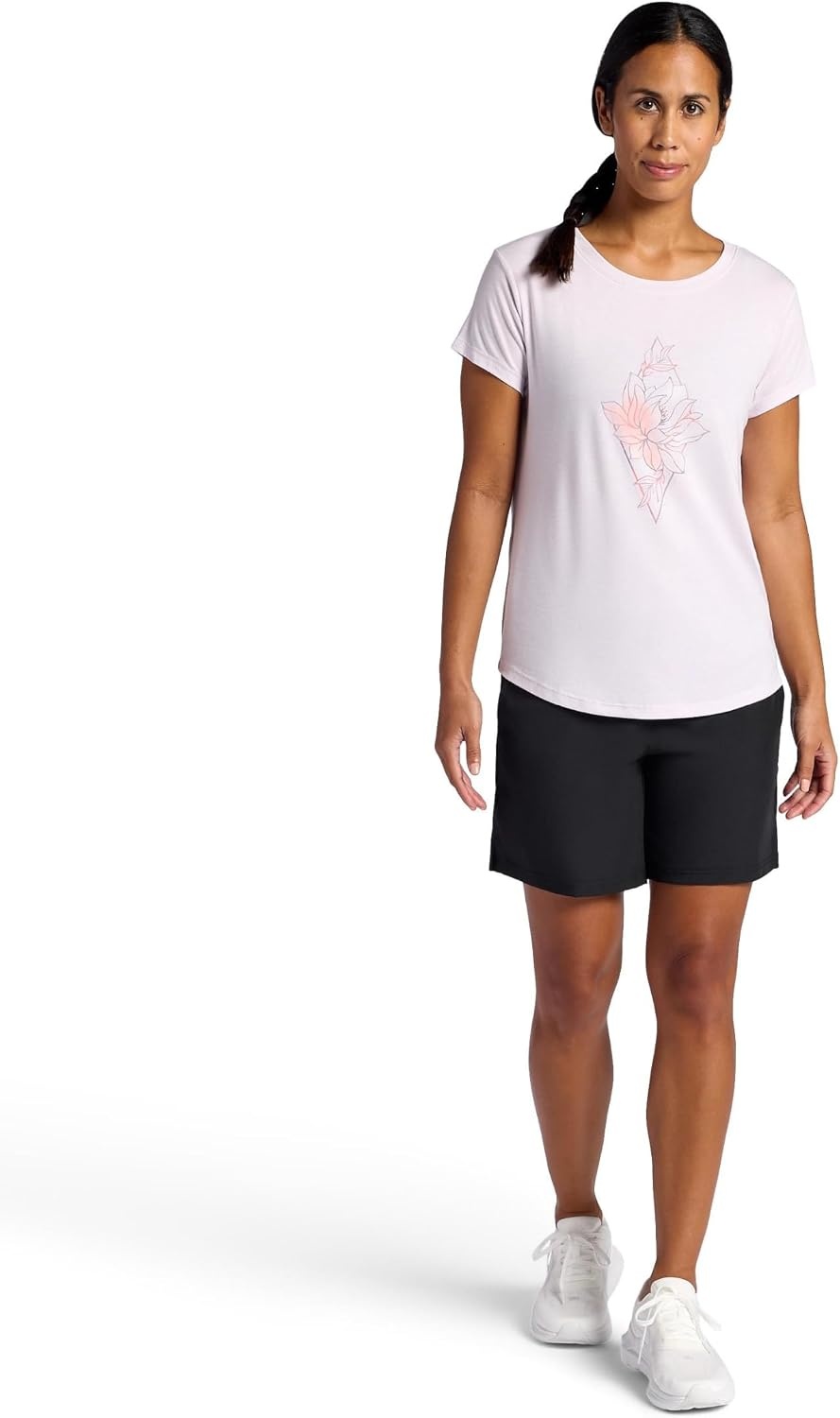 image:imageGaiam Womens Mindful Flower Graphic Crewneck TShirt Relaxed Fit Stretch Lightweight Material Curved HemOrchid Hush Diamond