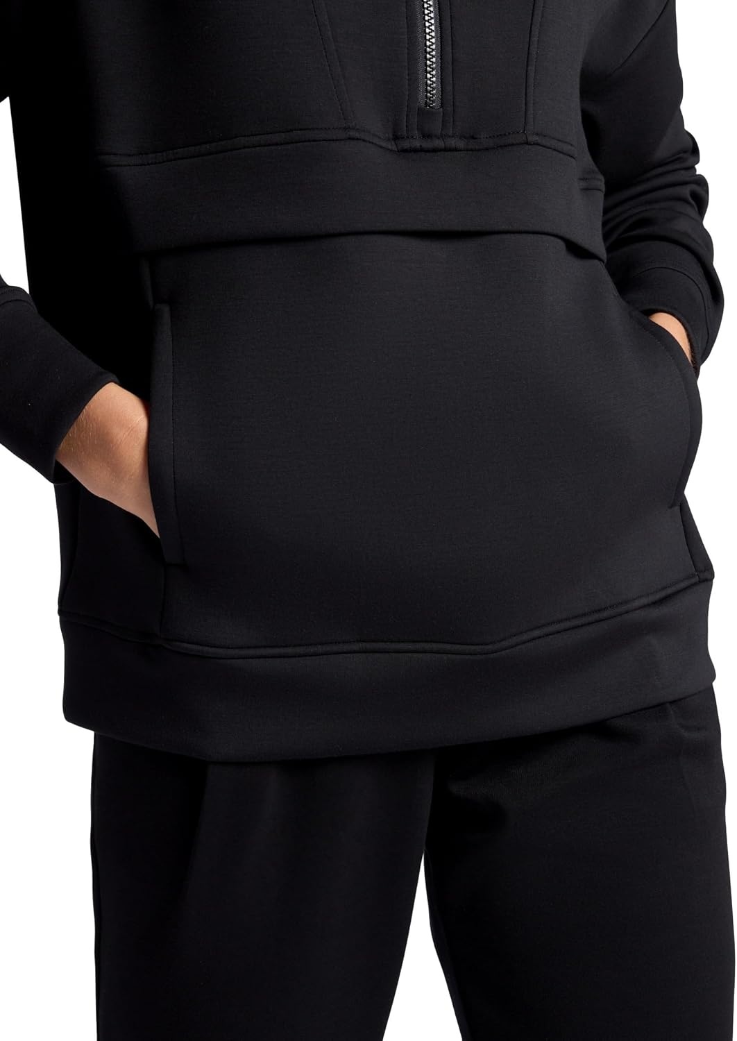 image:imageGaiam Womens Popover Quarterzip Relaxed Cropped Fit Stretch Midweight MaterialBlack Tap Shoe