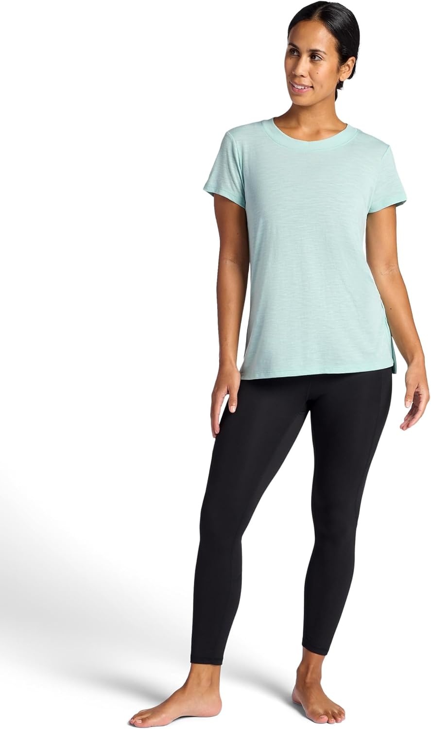 image:imageGaiam Womens Restore Rib Mix TShirt Relaxed Fit Lightweight Heathered Material HighLow HemBlue Haze