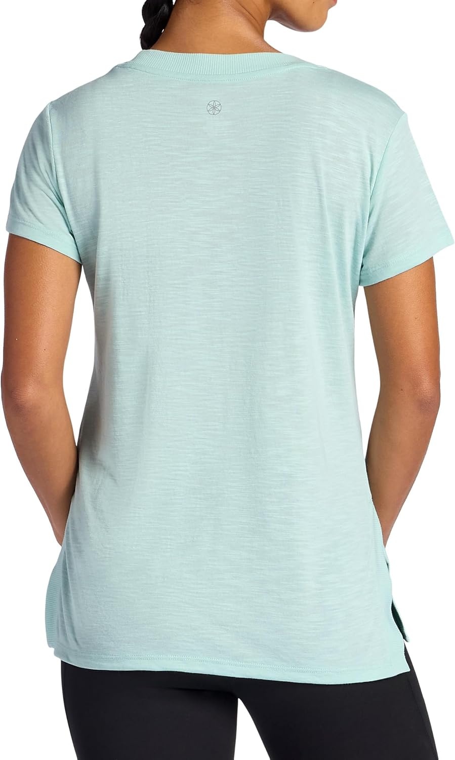 image:imageGaiam Womens Restore Rib Mix TShirt Relaxed Fit Lightweight Heathered Material HighLow HemBlue Haze