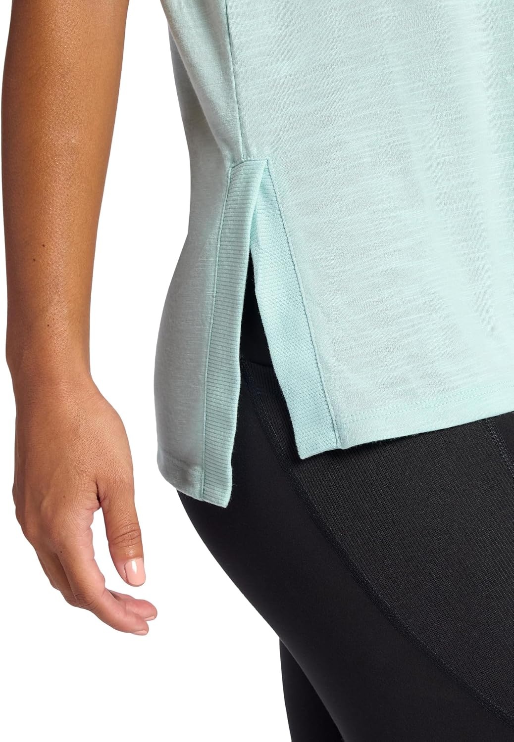 image:imageGaiam Womens Restore Rib Mix TShirt Relaxed Fit Lightweight Heathered Material HighLow HemBlue Haze