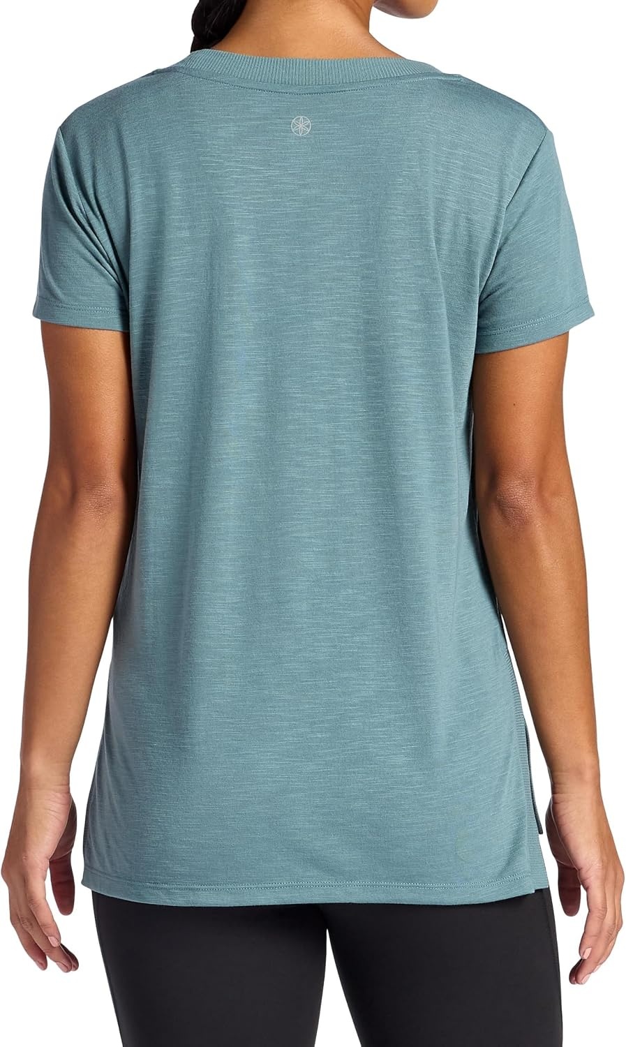image:imageGaiam Womens Restore Rib Mix TShirt Relaxed Fit Lightweight Heathered Material HighLow HemGoblin Blue