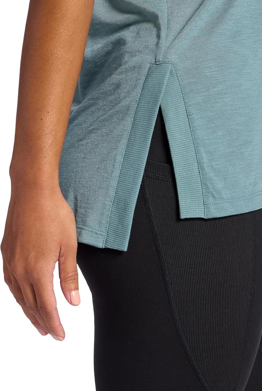 image:imageGaiam Womens Restore Rib Mix TShirt Relaxed Fit Lightweight Heathered Material HighLow HemGoblin Blue