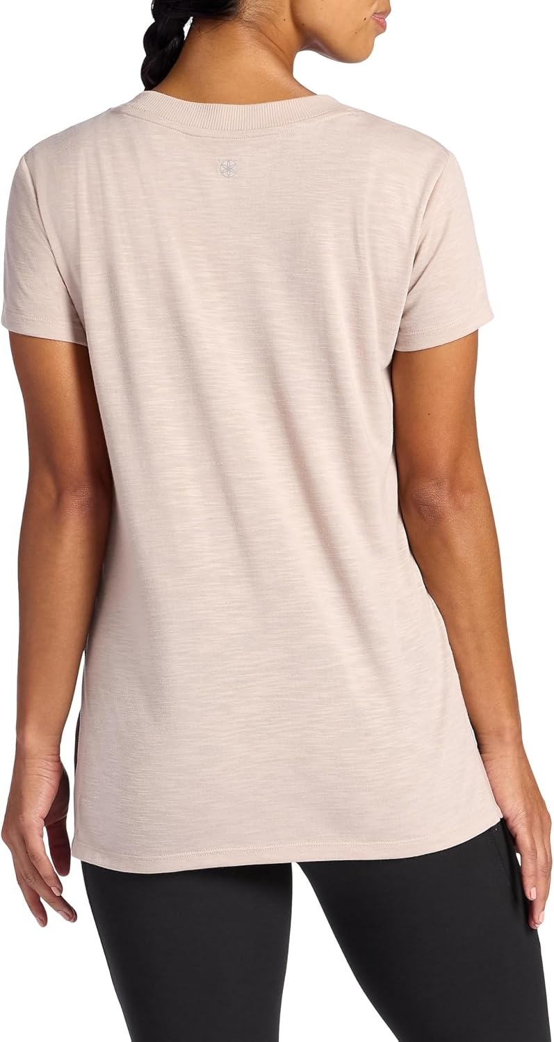 image:imageGaiam Womens Restore Rib Mix TShirt Relaxed Fit Lightweight Heathered Material HighLow HemMushroom