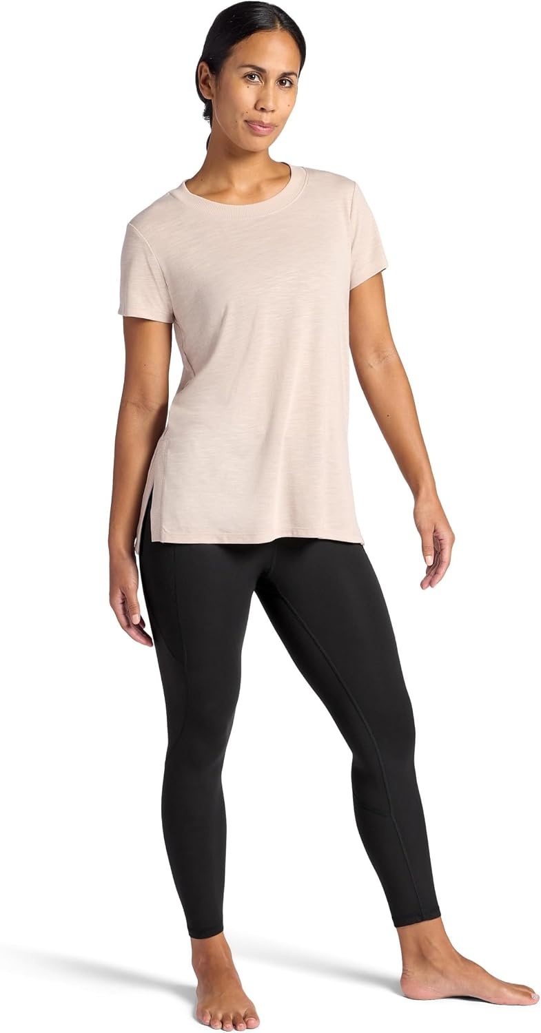 image:imageGaiam Womens Restore Rib Mix TShirt Relaxed Fit Lightweight Heathered Material HighLow HemMushroom