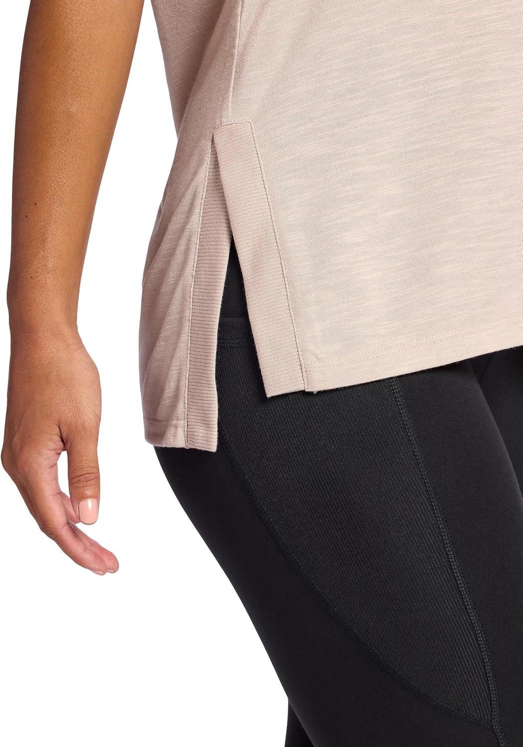 image:imageGaiam Womens Restore Rib Mix TShirt Relaxed Fit Lightweight Heathered Material HighLow HemMushroom
