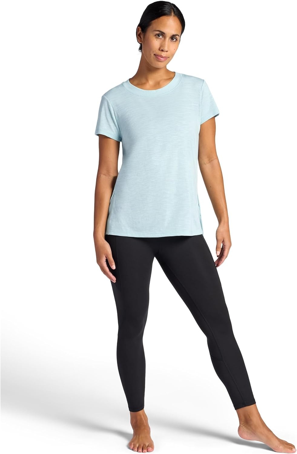 image:imageGaiam Womens Restore Rib Mix TShirt Relaxed Fit Lightweight Heathered Material HighLow HemSlate