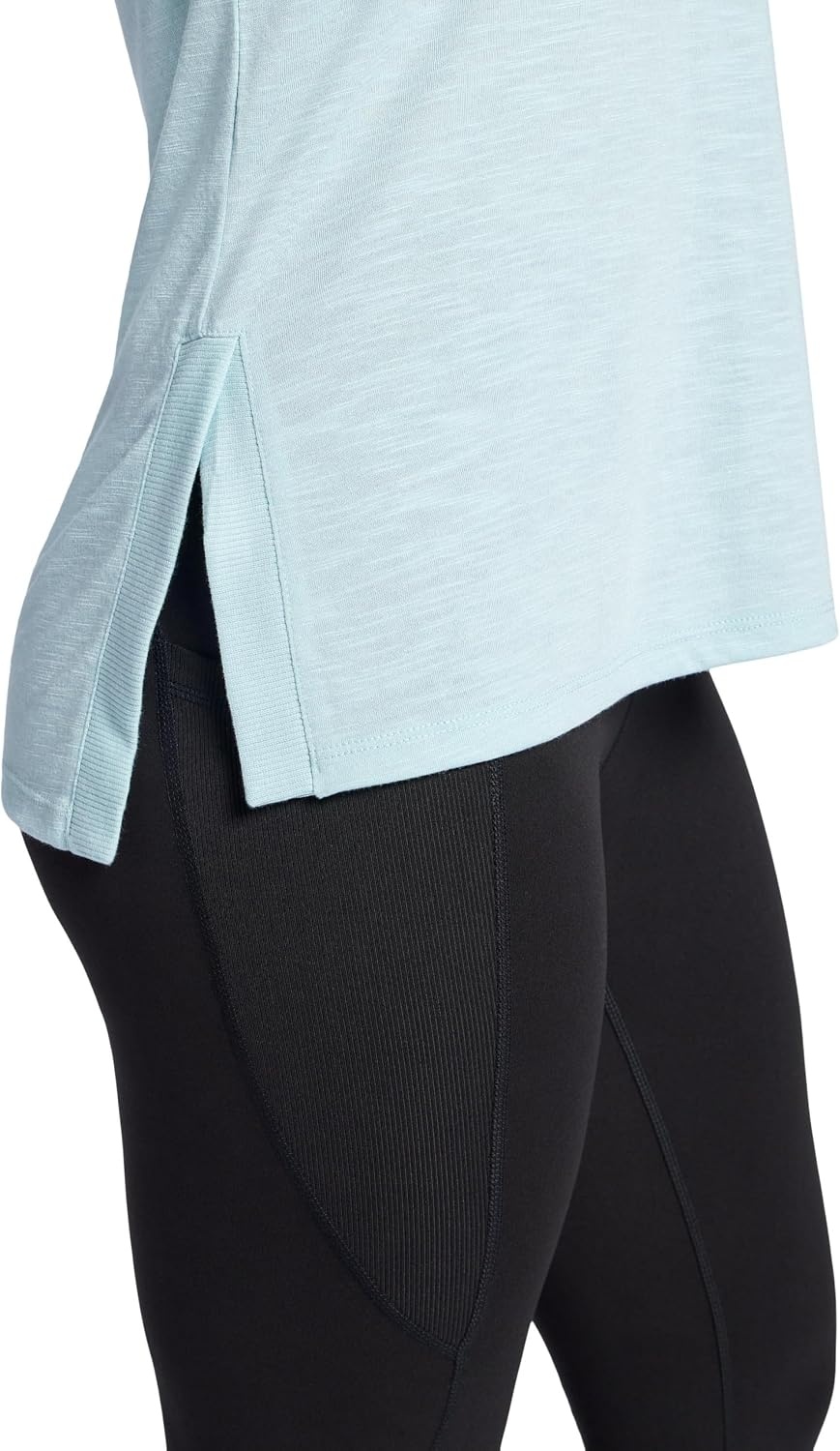 image:imageGaiam Womens Restore Rib Mix TShirt Relaxed Fit Lightweight Heathered Material HighLow HemSlate