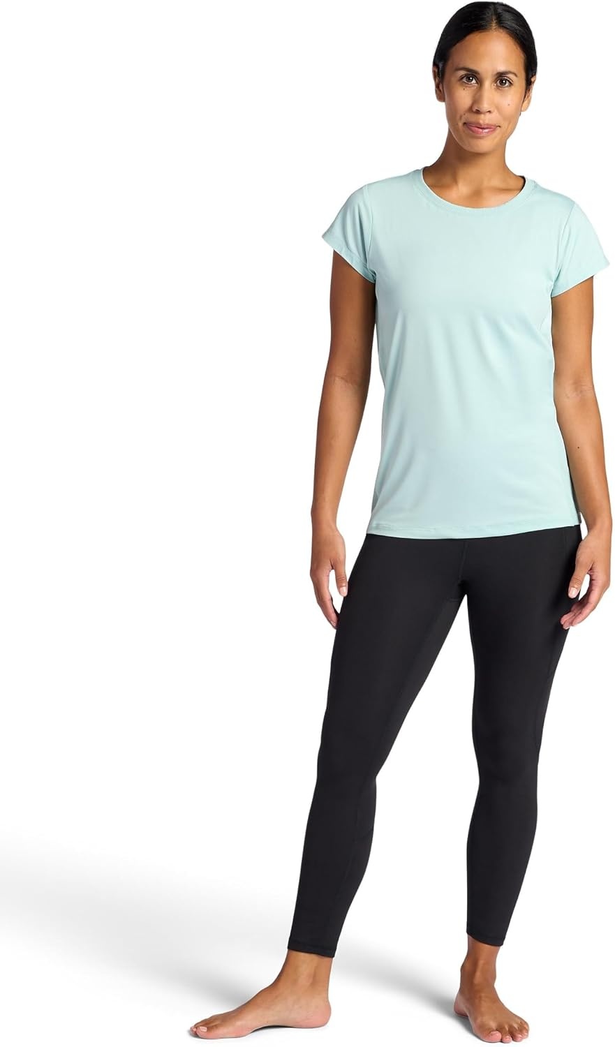 image:imageGaiam Womens Rib Mix Performance TShirt Slim Fit Stretch Lightweight MaterialBlue Haze