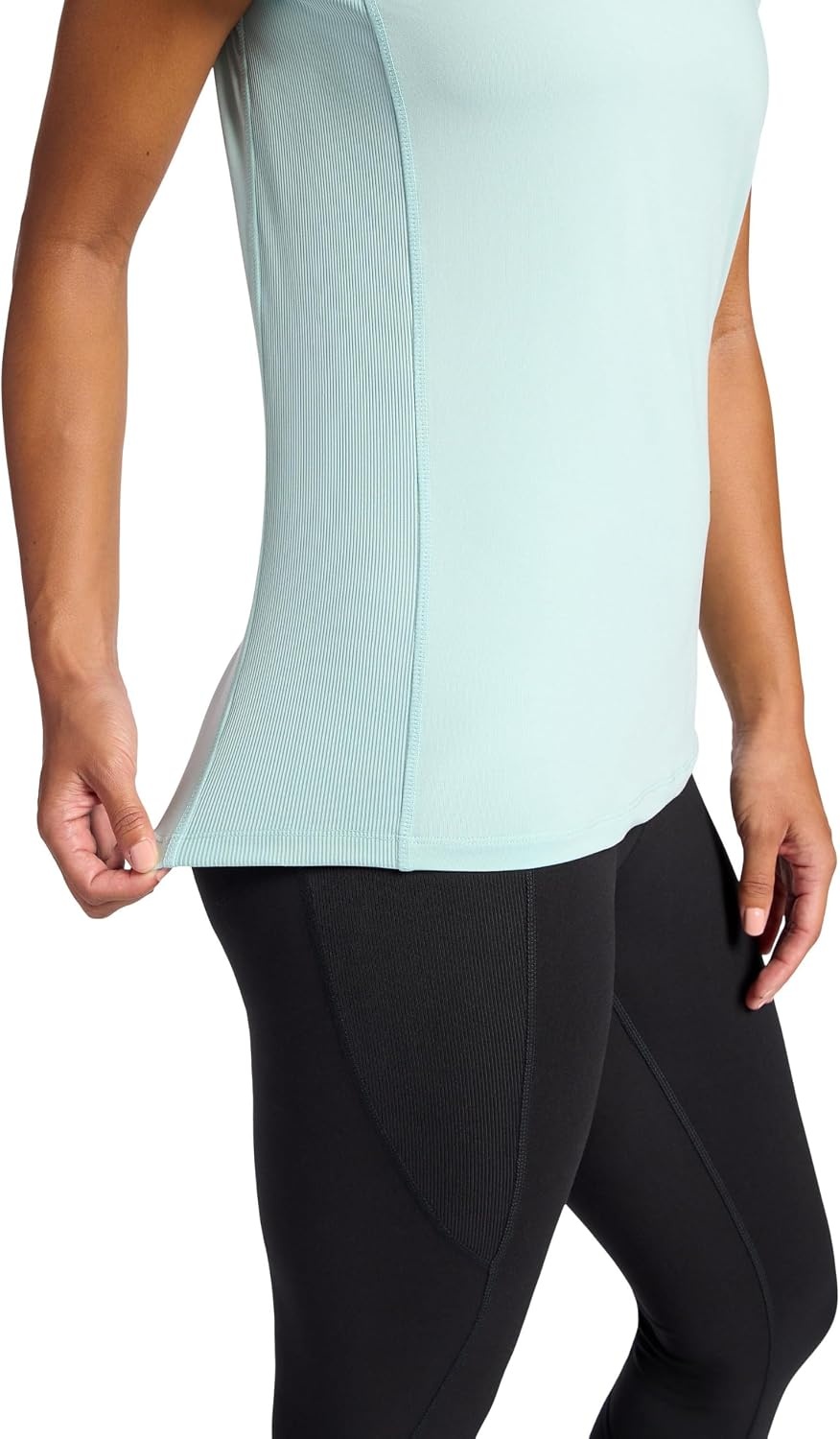 image:imageGaiam Womens Rib Mix Performance TShirt Slim Fit Stretch Lightweight MaterialBlue Haze