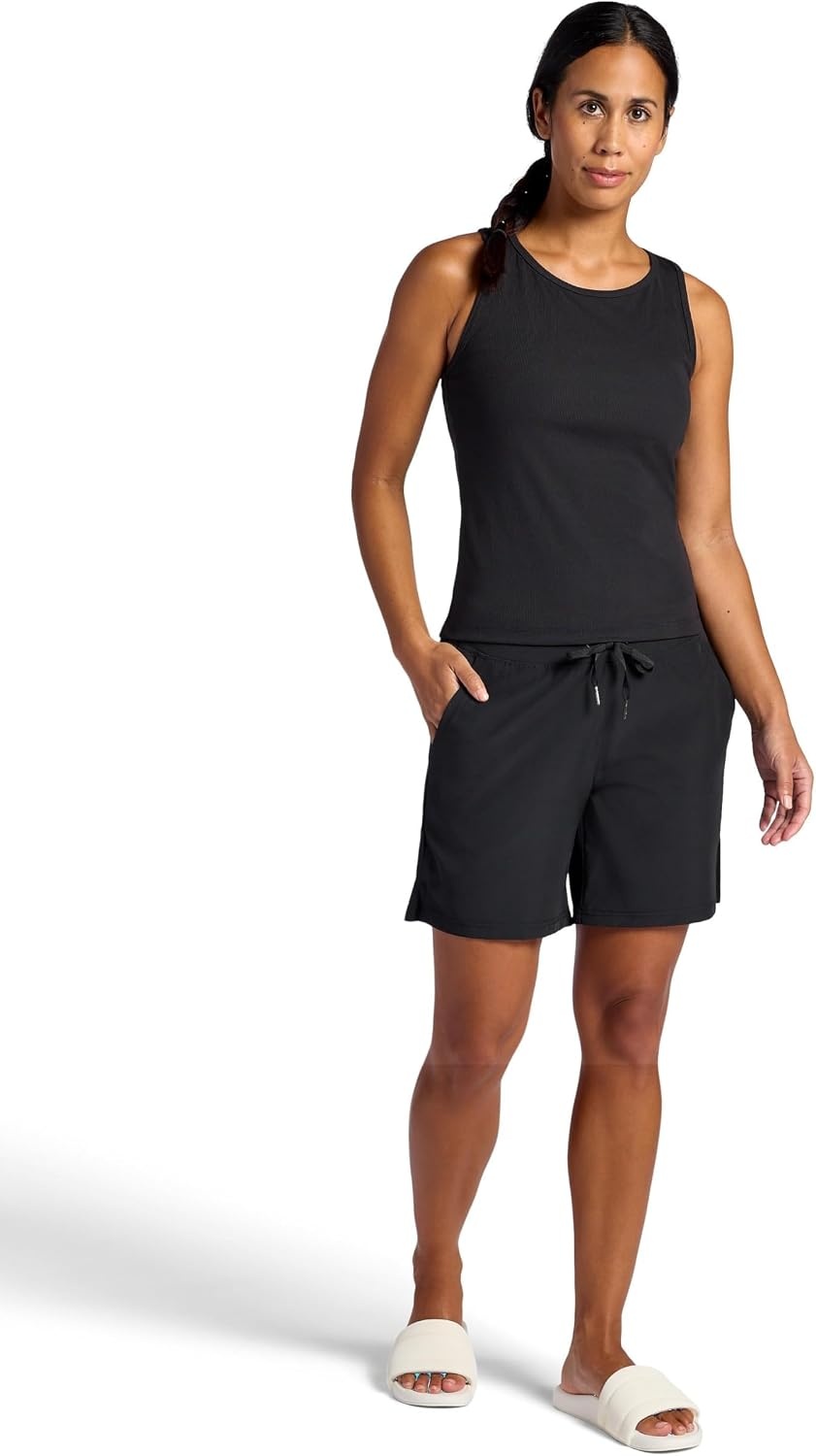 image:imageGaiam Womens Willow Walking Woven 7 Short Standard Fit Stretch Lightweight MaterialBlack Tap Shoe