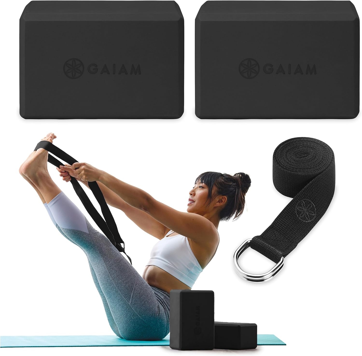 image:imageGaiam Yoga Block Supportive LatexFree Eva Foam Soft NonSlip Surface with Beveled Edges for Yoga Pilates MeditationBlack