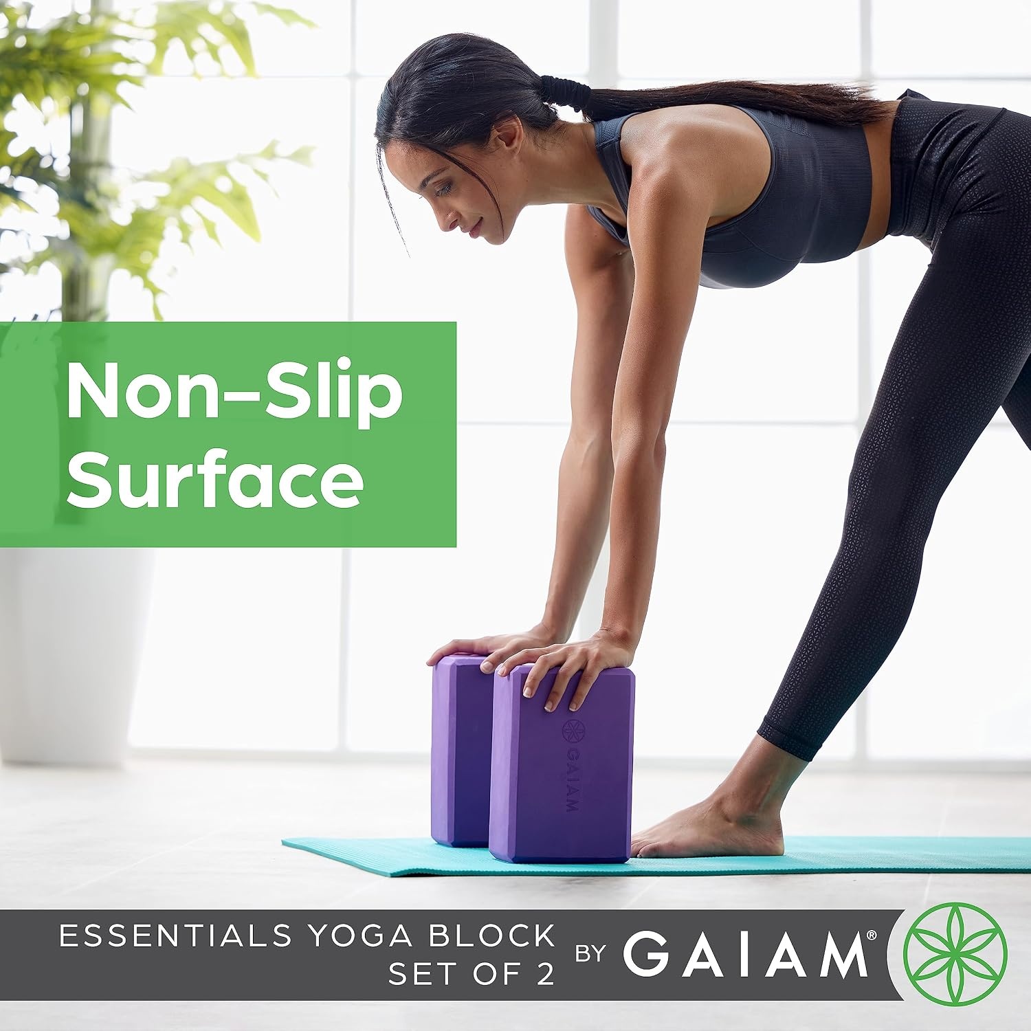 image:imageGaiam Yoga Block Supportive LatexFree Eva Foam Soft NonSlip Surface with Beveled Edges for Yoga Pilates MeditationBlack