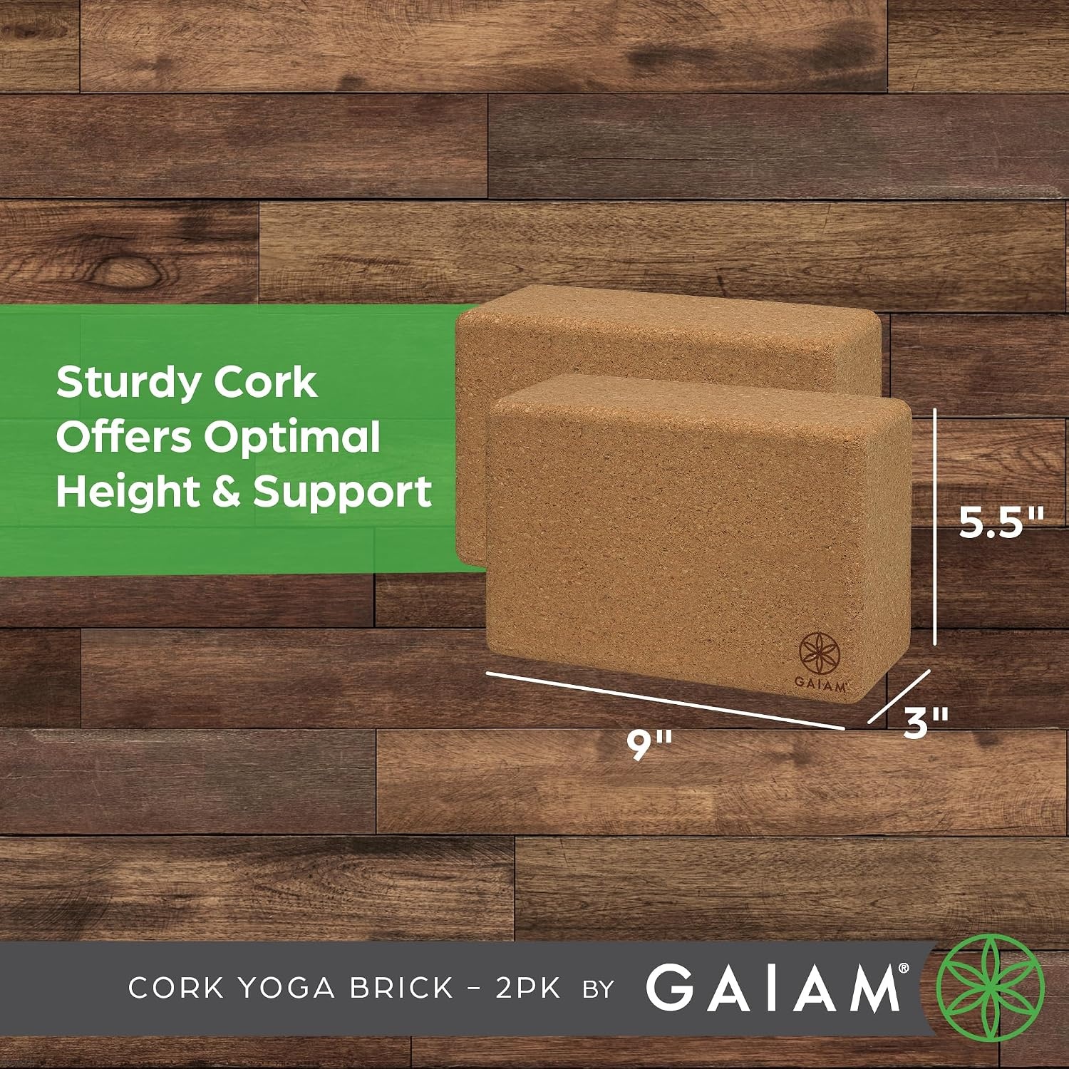 image:imageGaiam Yoga Block Supportive LatexFree Eva Foam Soft NonSlip Surface with Beveled Edges for Yoga Pilates MeditationCork