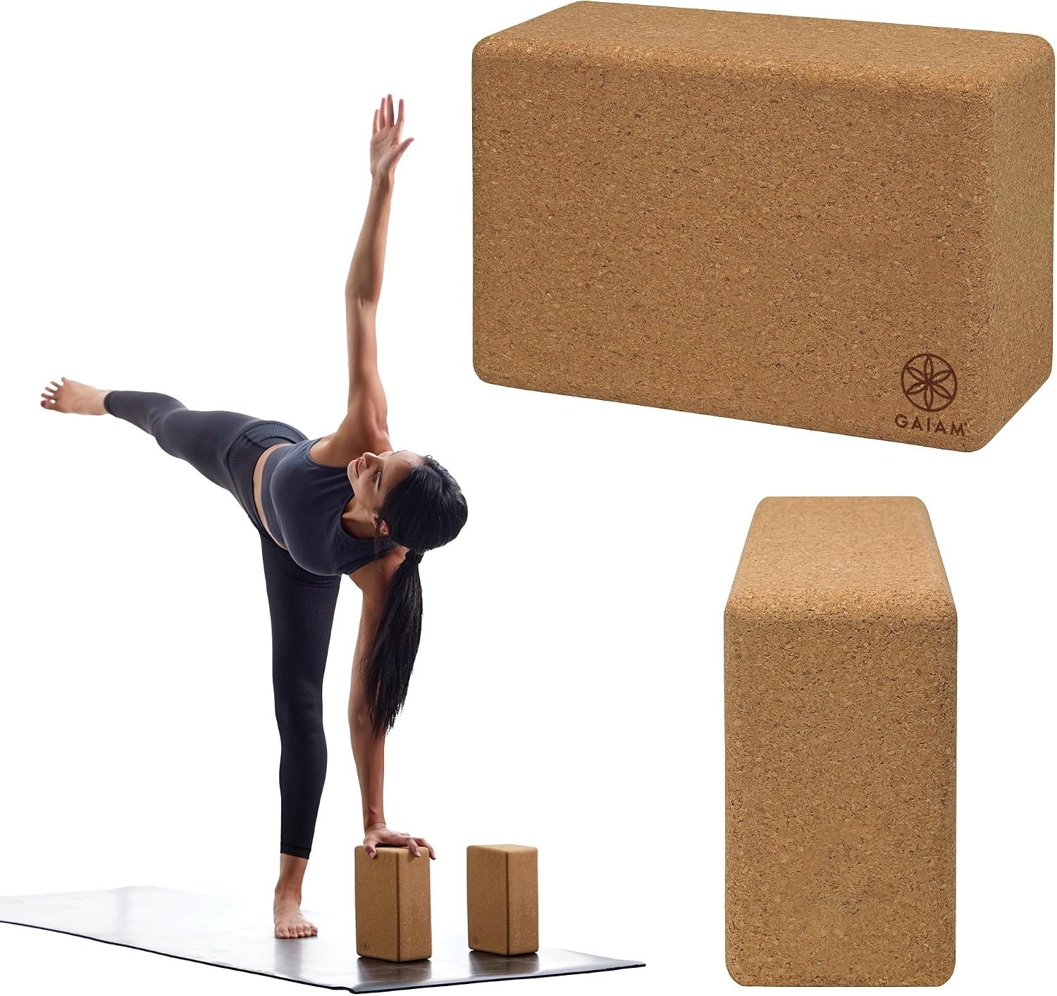 image:imageGaiam Yoga Block Supportive LatexFree Eva Foam Soft NonSlip Surface with Beveled Edges for Yoga Pilates MeditationCork