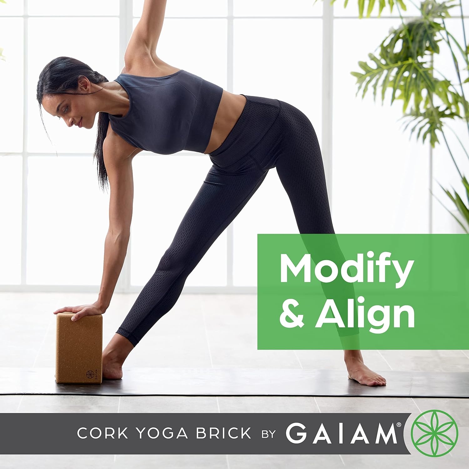 image:imageGaiam Yoga Block Supportive LatexFree Eva Foam Soft NonSlip Surface with Beveled Edges for Yoga Pilates MeditationCork