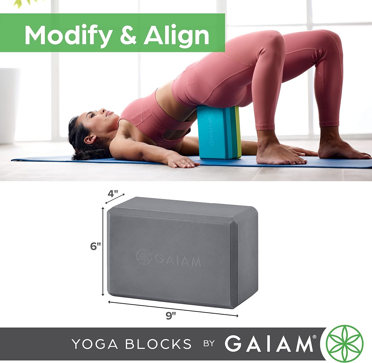 image:imageGaiam Yoga Block Supportive LatexFree Eva Foam Soft NonSlip Surface with Beveled Edges for Yoga Pilates MeditationDeep Pueple