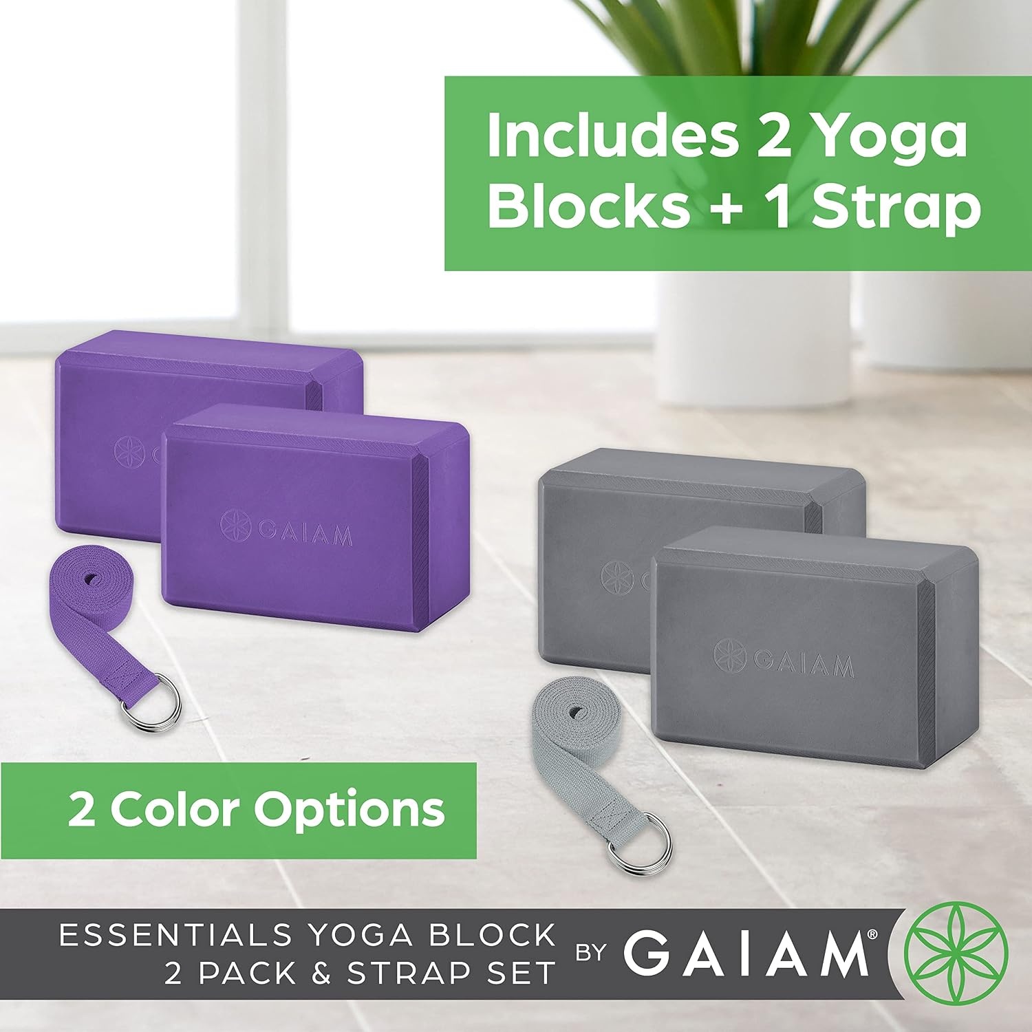 image:imageGaiam Yoga Block Supportive LatexFree Eva Foam Soft NonSlip Surface with Beveled Edges for Yoga Pilates MeditationDeep Pueple