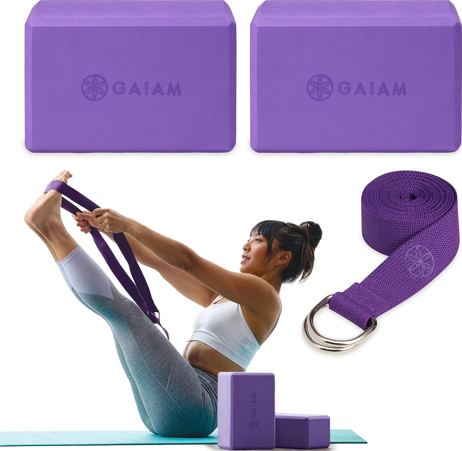 image:imageGaiam Yoga Block Supportive LatexFree Eva Foam Soft NonSlip Surface with Beveled Edges for Yoga Pilates MeditationDeep Pueple