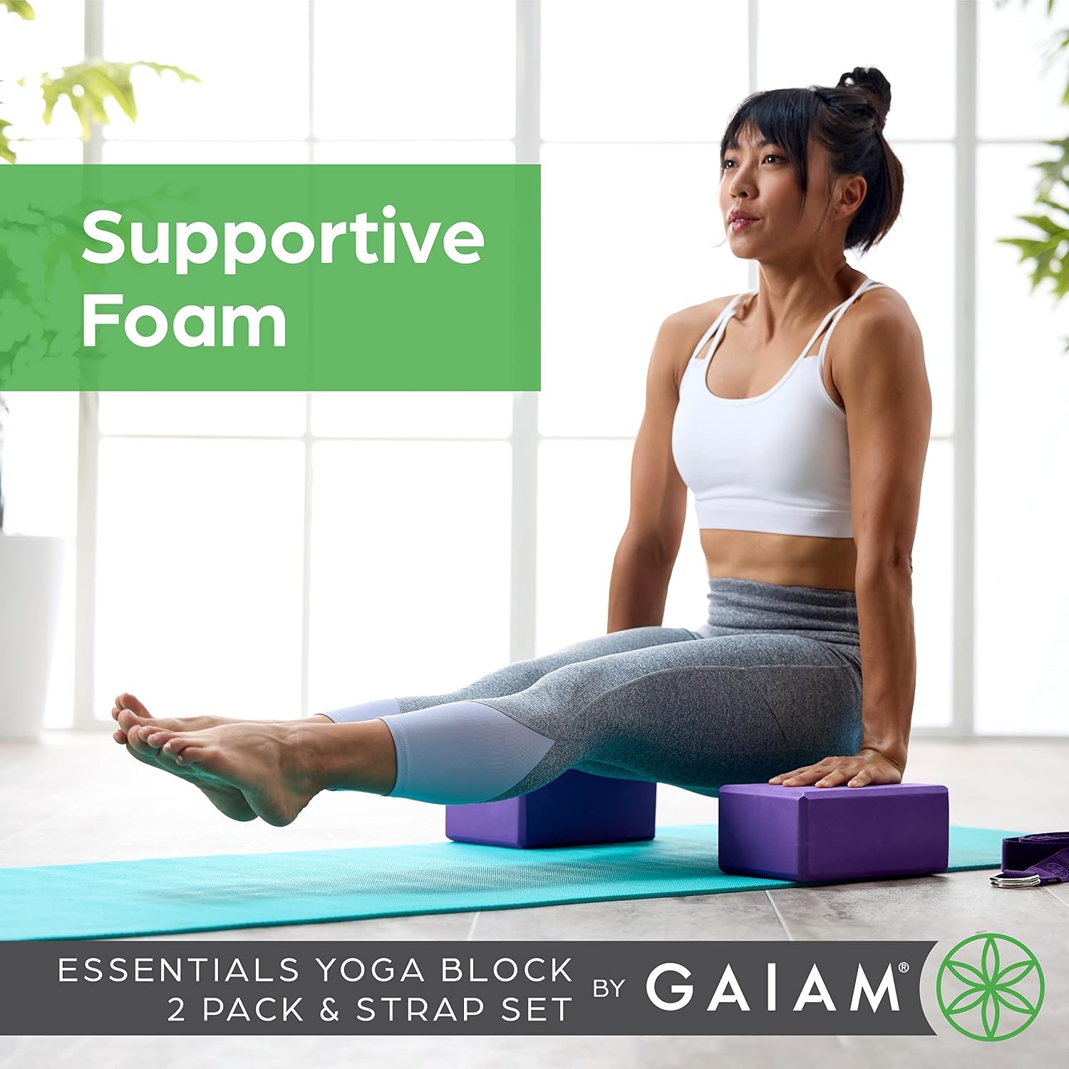 image:imageGaiam Yoga Block Supportive LatexFree Eva Foam Soft NonSlip Surface with Beveled Edges for Yoga Pilates MeditationGrey