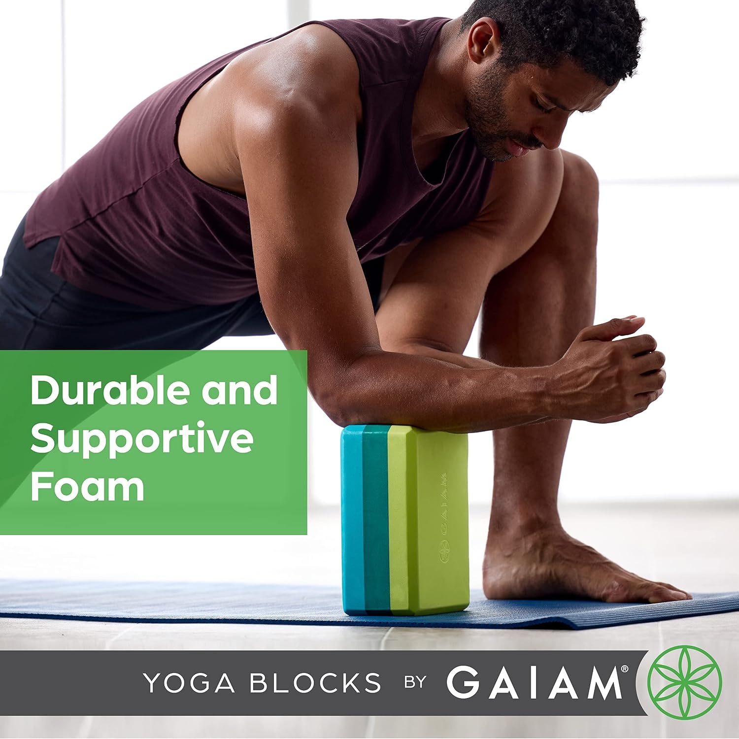image:imageGaiam Yoga Block Supportive LatexFree Eva Foam Soft NonSlip Surface with Beveled Edges for Yoga Pilates MeditationTriColor Skyline
