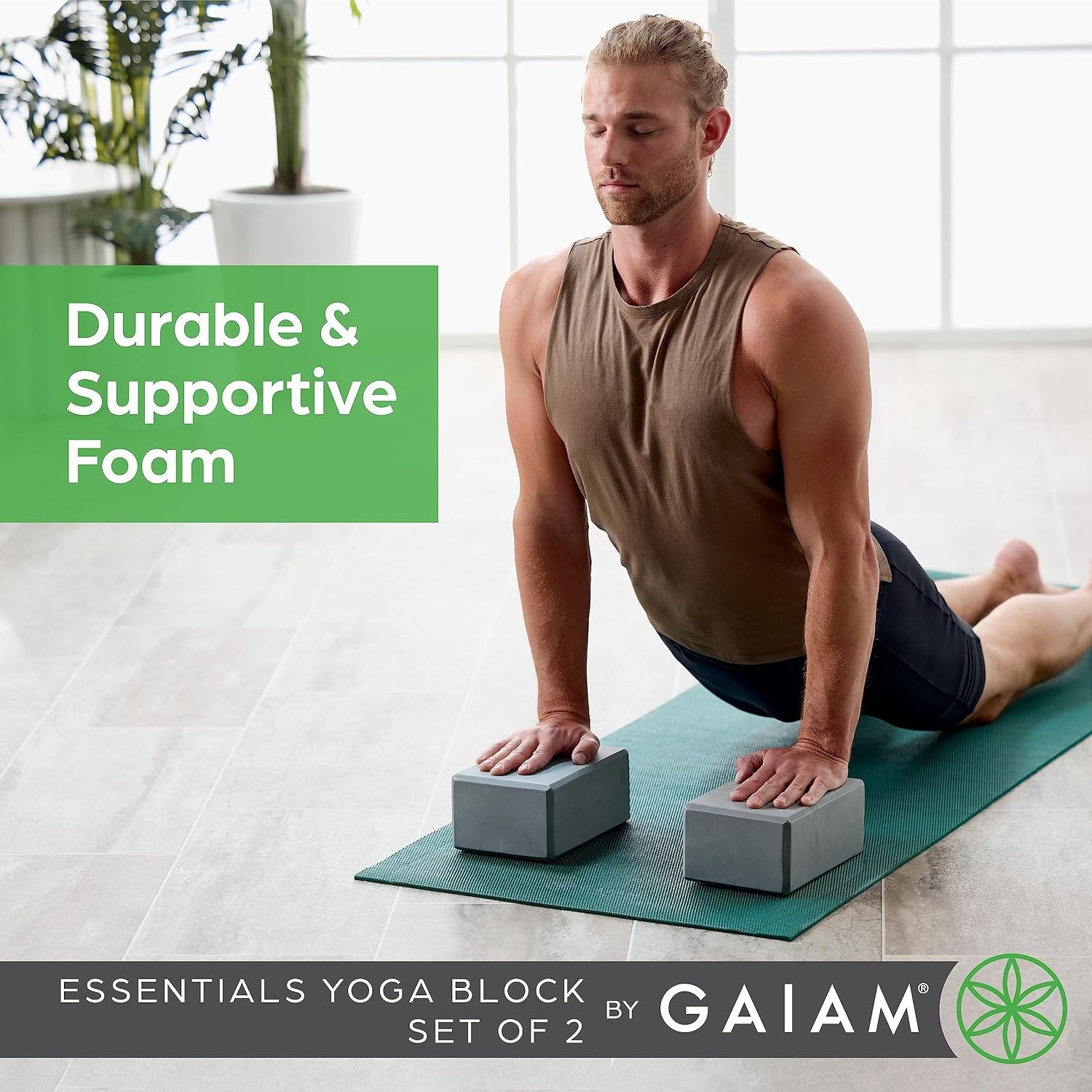 image:imageGaiam Yoga Block Supportive LatexFree Eva Foam Soft NonSlip Surface with Beveled Edges for Yoga Pilates MeditationVivid Blue